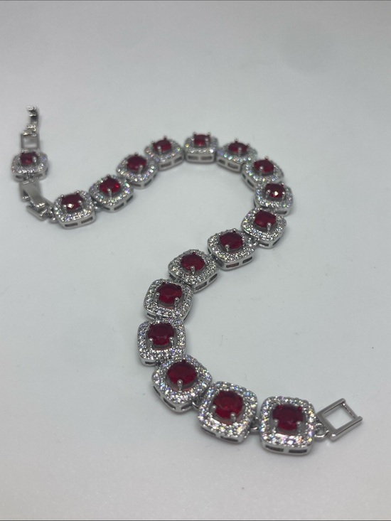 Jewelry - 14K Gold Filled Red Cubic Zirconia Tennis Bracelet - Unbranded